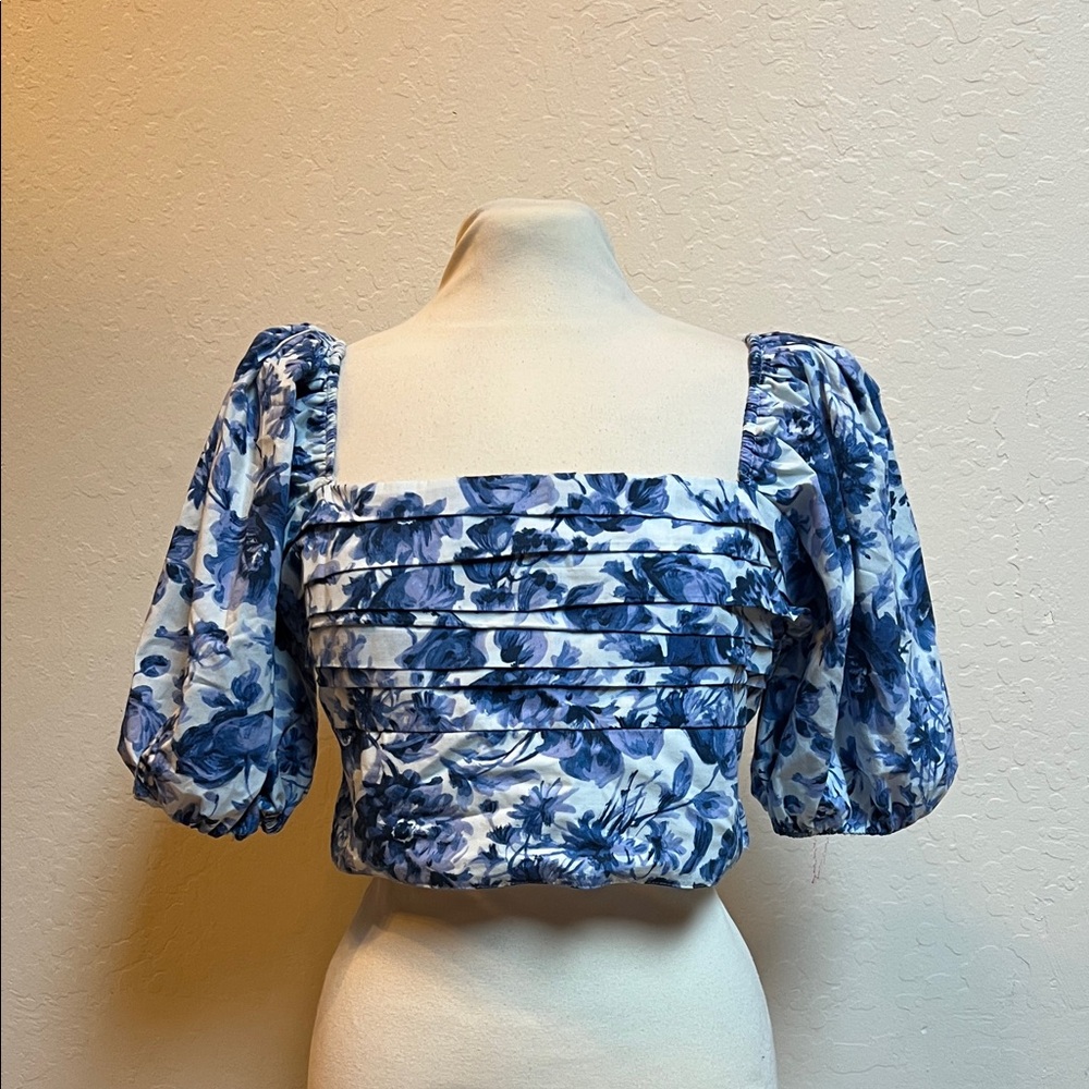 Abercrombie & Fitch Puff Sleeve Crop Blouse